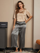 [Multi] SilkSilky-NO Halv erme Round Neck Pyjamas for Kvinner 001