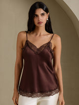 [Brun] SilkSilky-NO V Neck Camisole Topp 006