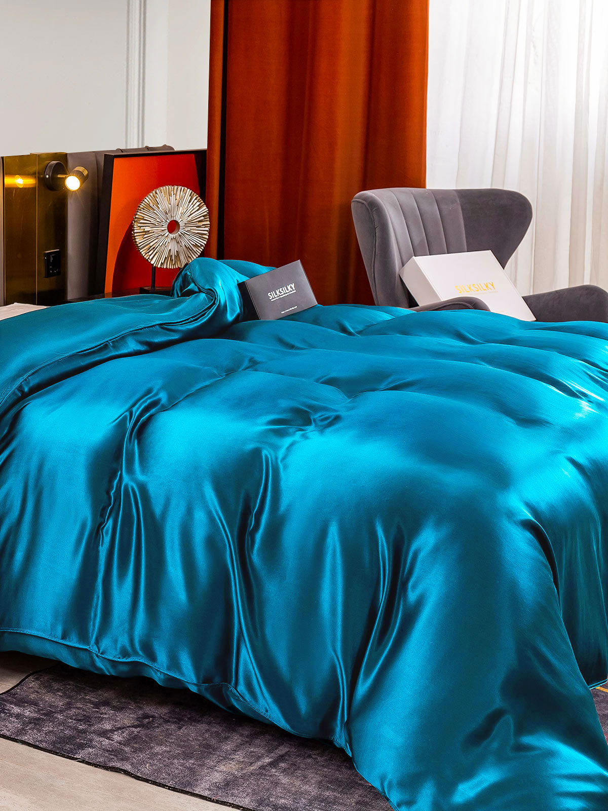 [Blågrønn] SilkSilky-NO 25Momme Duvet Cover 001