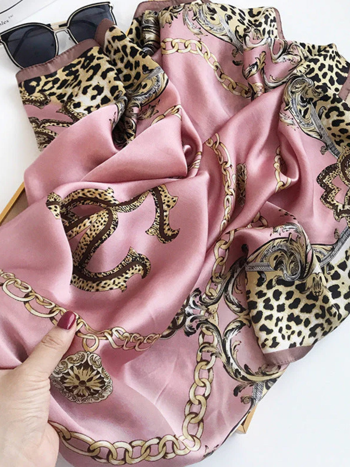 SilkSilky US Pure Silk Scarf Leopard 004