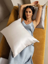 [Lysegrå+Hvit] SilkSilky-NO 19Momme Pillowcase 004