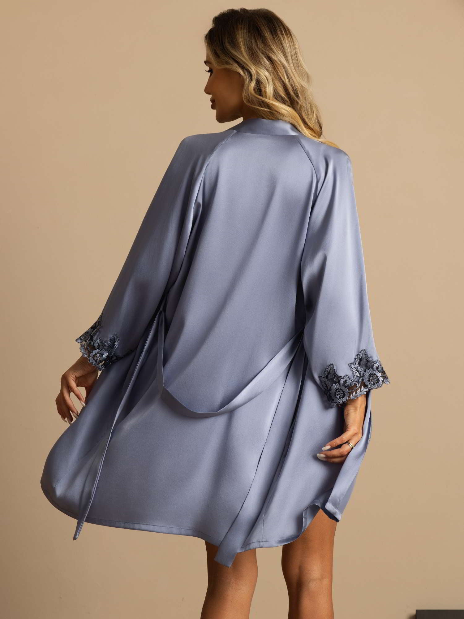 [Stål Blå] SilkSilky-NO Silke Womens Pajamas 002