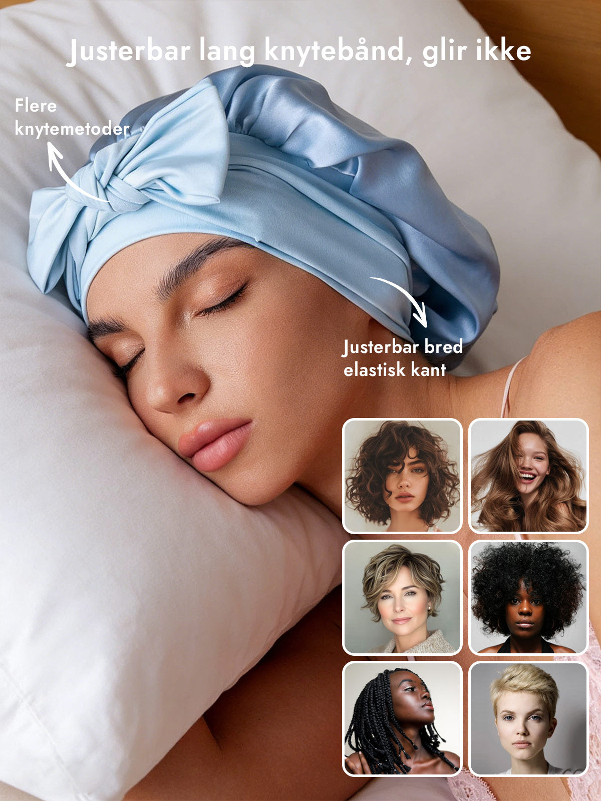 [Himmelblå] SilkSilky-NO Silke Sleep Cap 004