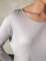 [Sølv] SilkSilky-NO Long Sleeve Round Neck Dame Langt Undertøy 004