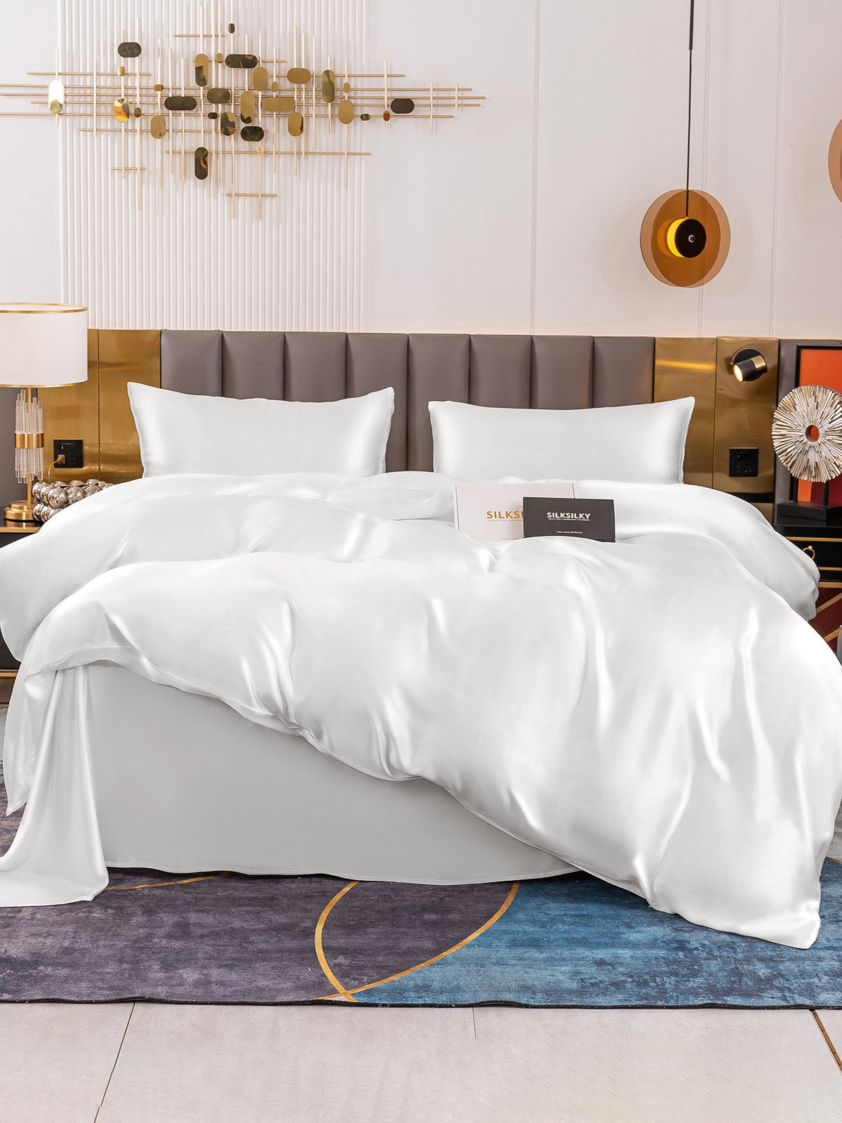 [Hvit] SilkSilky-NO 19Momme Bedding Set 002