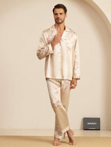 [Champagne] SilkSilky-NO Long Sleeve Notch Collar Pyjamas for menn 003