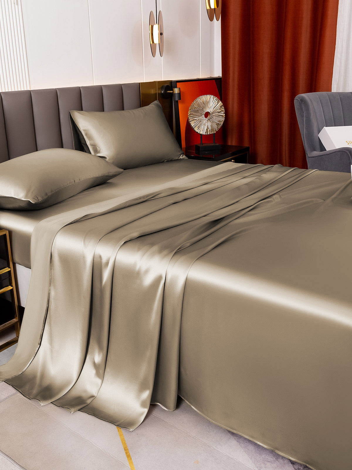 [Kaki] SilkSilky-NO 19Momme Pure Silk Bedding Set 003