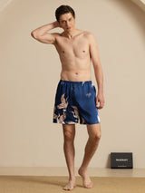 [Mørke blå] SilkSilky-NO 19Momme Mens Sleep Bottoms 006