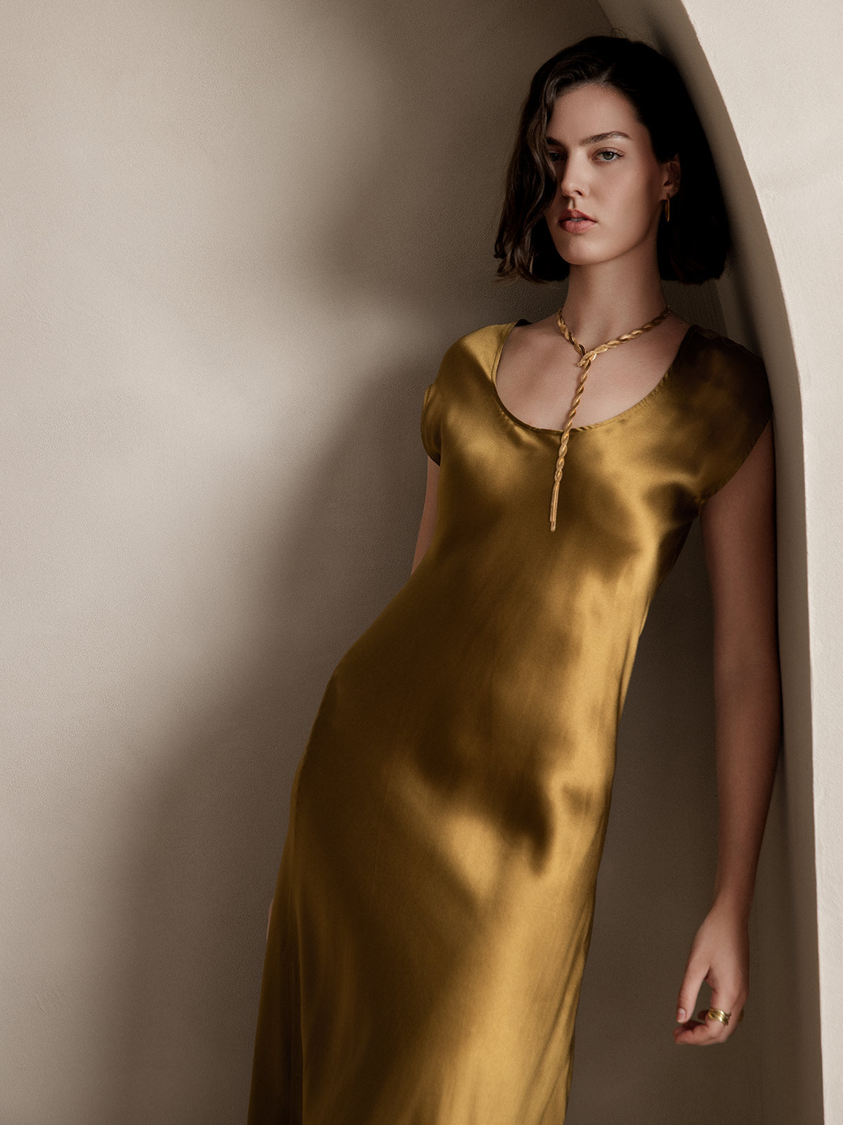 [Brun] SilkSilky-NO 19Momme Silke Dress 004
