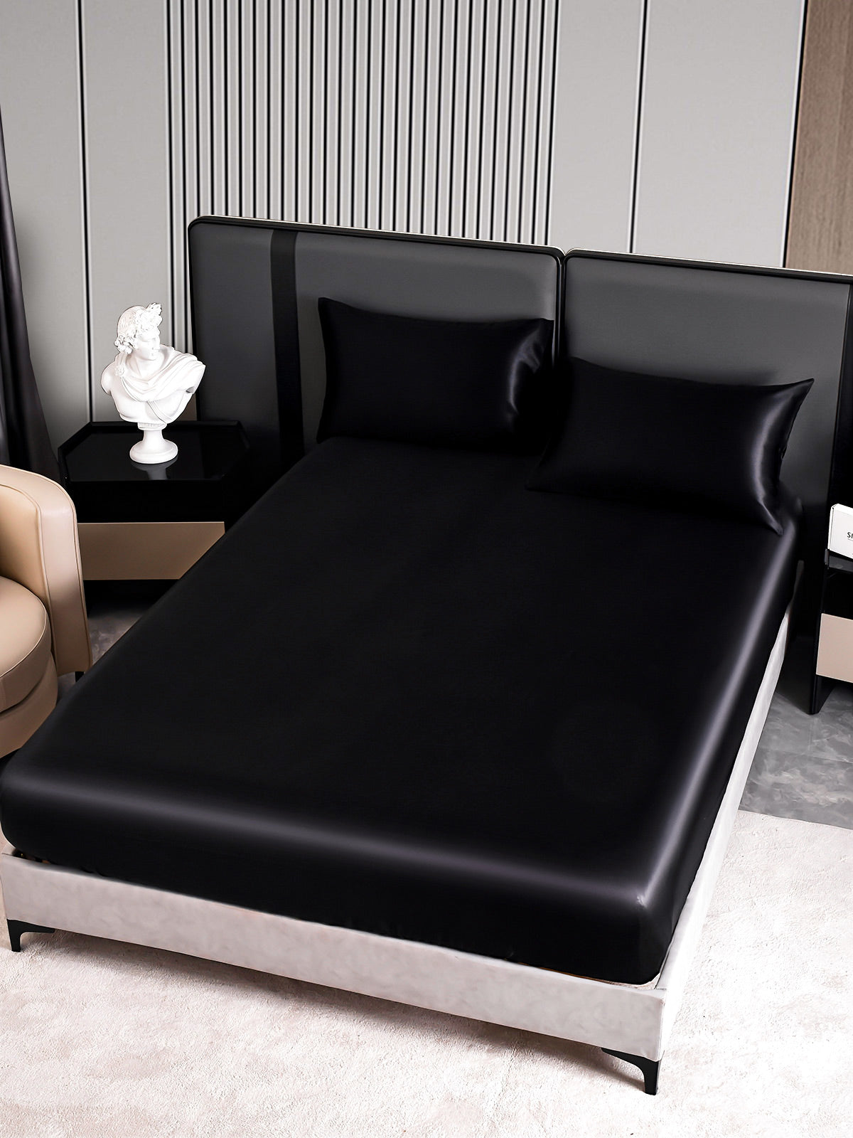 [Svart] SilkSilky-NO 22Momme Bedding Set 005