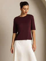 [Windsorvin] SilkSilky-NO Halv erme Crew Neck T-skjorte for Kvinner 009