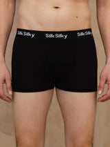 [Svart] SilkSilky-NO 100% Silk Jersey Undertøy for Menn 003