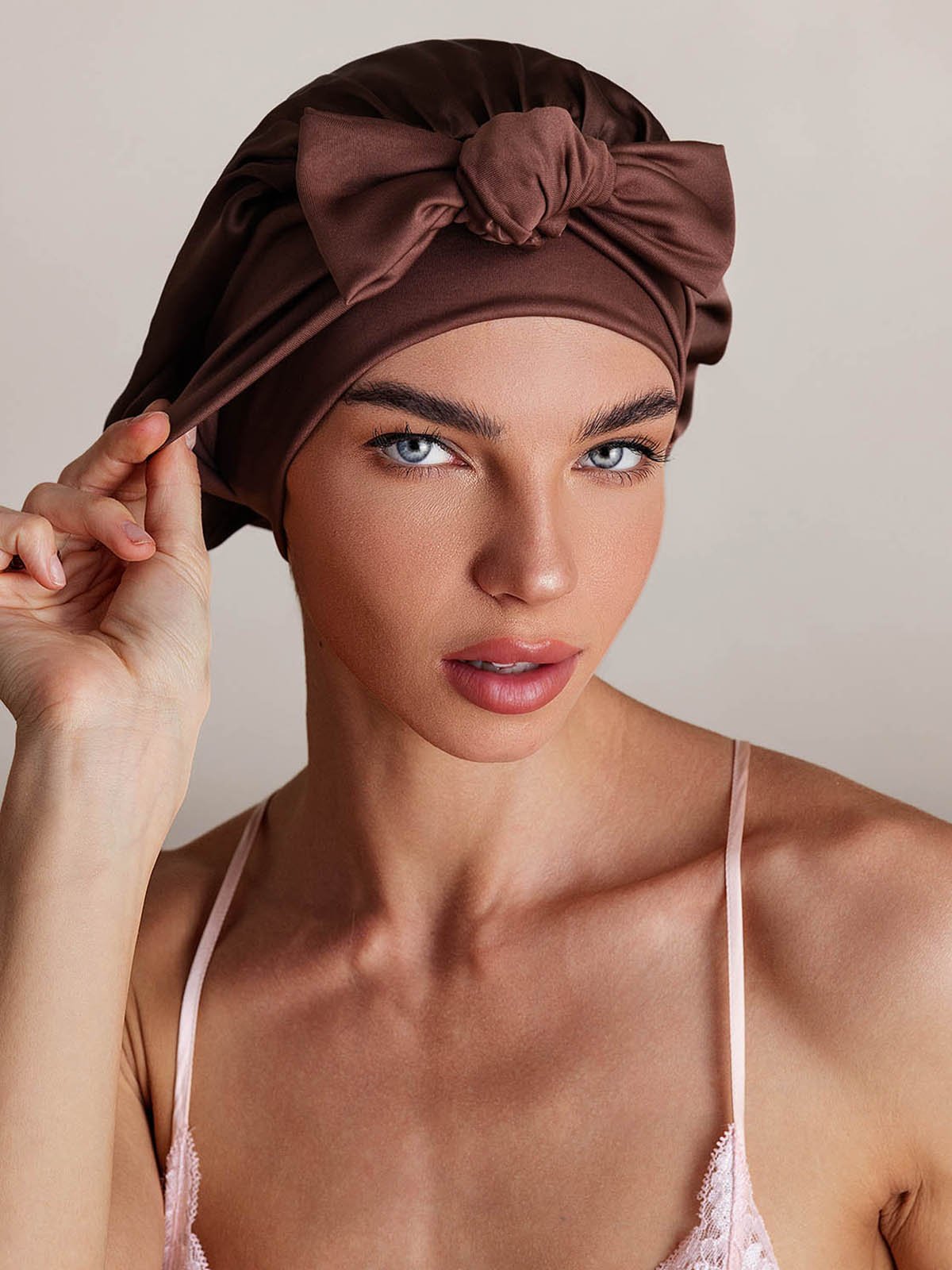 SilkSilky-NO Silke Sleep Cap Kaffe 001