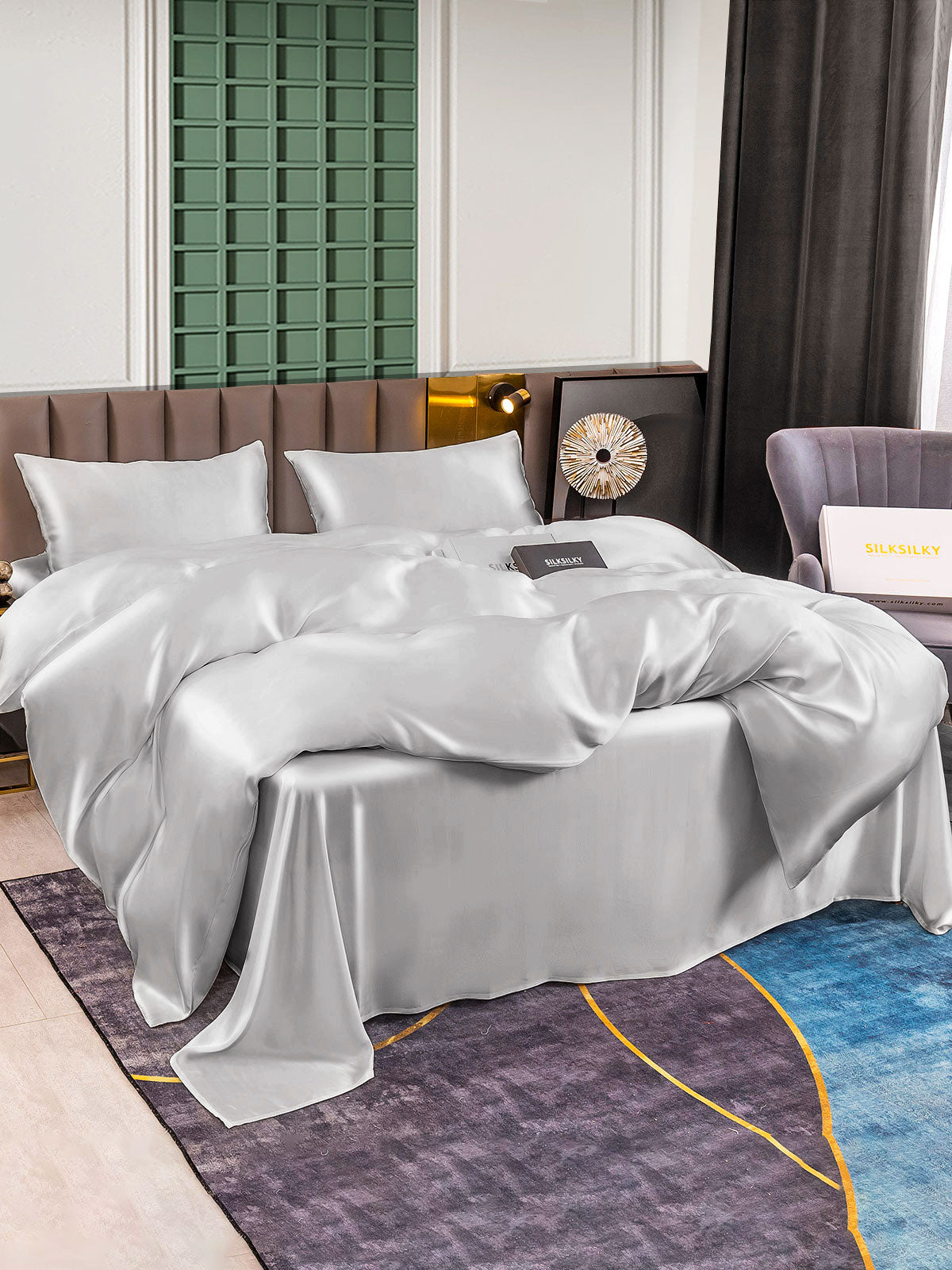 [Sølv] SilkSilky-NO 25Momme Bedding Set 003