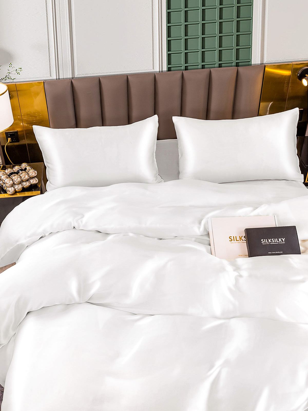 [Hvit] SilkSilky-NO 25Momme Bedding Set 004