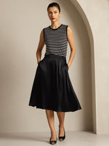 [Svart Stripe] SilkSilky-NO Pure Silk Camisoles 007