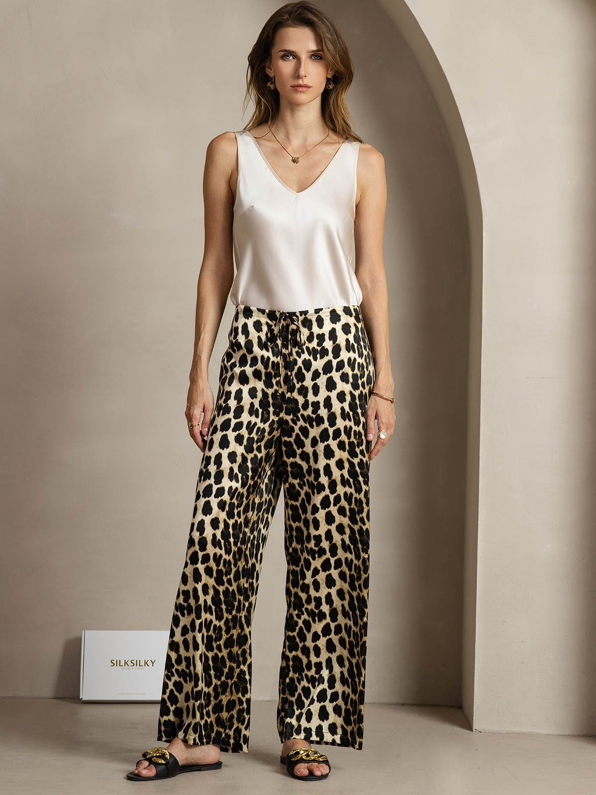[Leopard] SilkSilky-NO 19Momme Silke Womens Pants 006