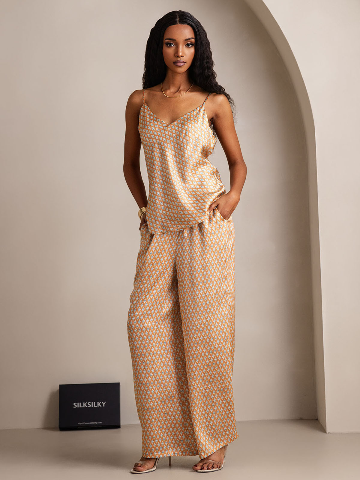 [Floral] SilkSilky-NO Camisole Set 006
