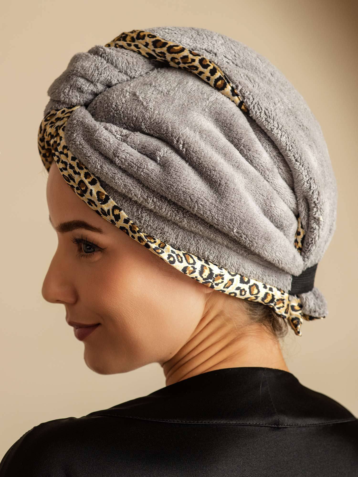 [Leopard] SilkSilky-NO Silke Hair Towel Wrap 008,