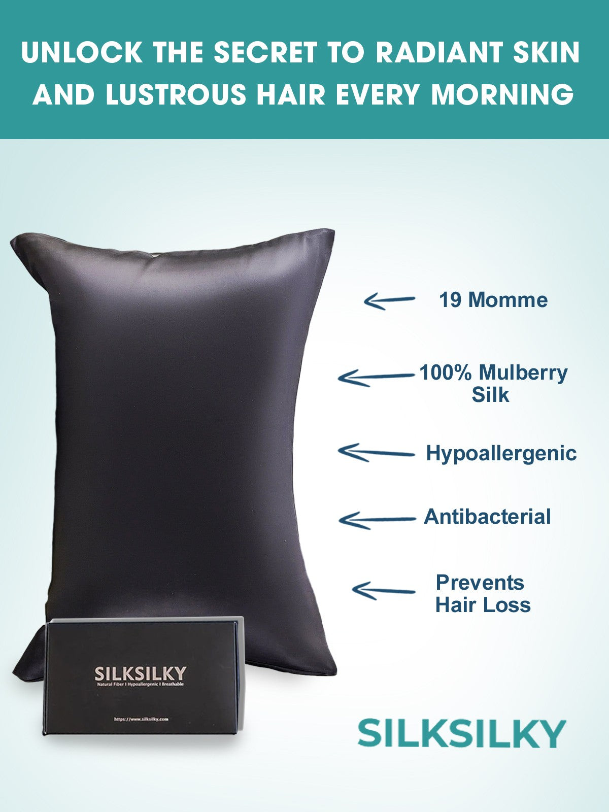 [Svart] SilkSilky-NO 19Momme Pillowcase 002