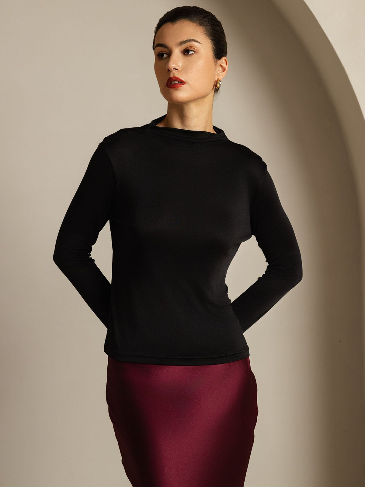 [Svart] SilkSilky-NO Silke Womens T-Shirt 008