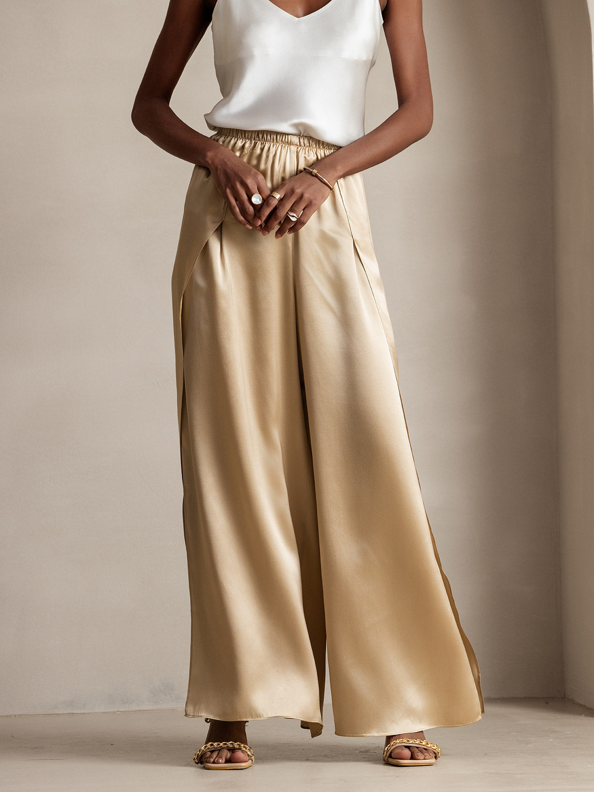[Champagne] SilkSilky-NO 19Momme Silke Split Damebukser 003