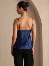 [Mørke blå] SilkSilky-NO Spaghetti Strap V Neck Camisole Topp 002