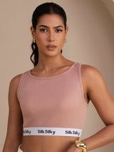 [Rosa] SilkSilky-NO Sleeveless Crew Neck Camisole Topp 003