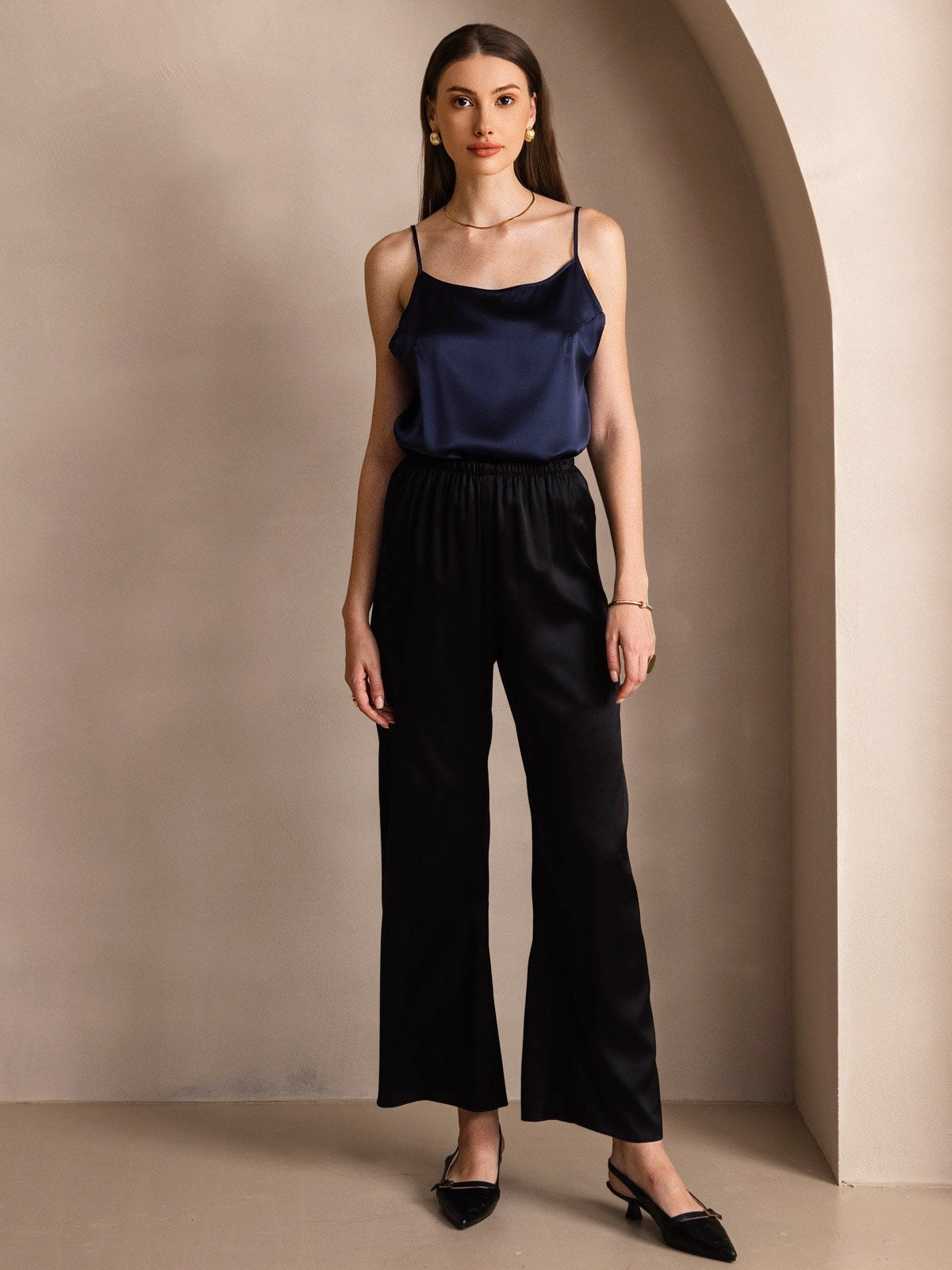 [Mørke blå] SilkSilky-NO 19Momme Silke Camisoles 005