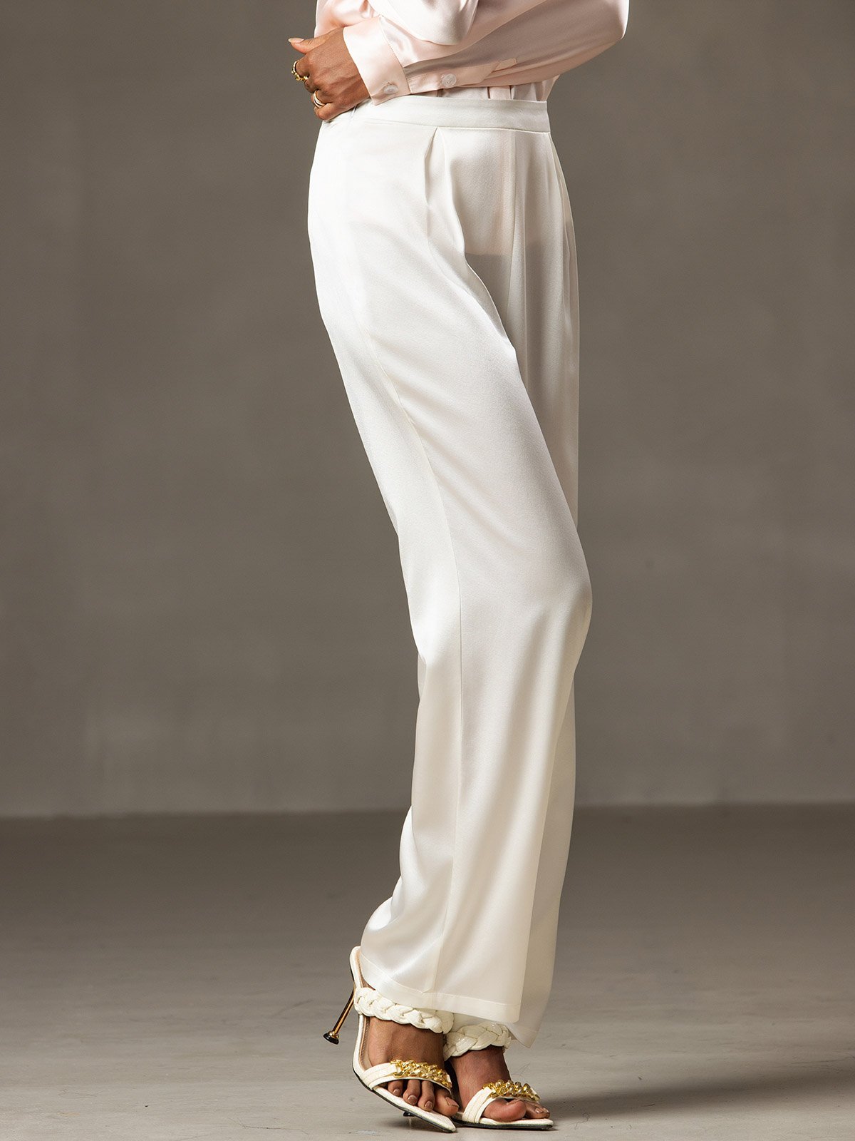 [Hvit] SilkSilky-NO 19Momme Silke Womens Pants 003