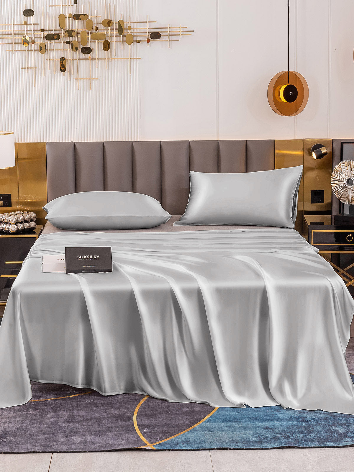 [Sølv] SilkSilky-NO 19Momme Bedding Set 002