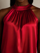 [Vin] SilkSilky-NO Sleeveless Halterneck T-skjorte for Kvinner 004