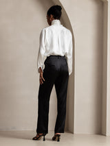 [Svart] SilkSilky-NO 19Momme Silke Womens Pants 004