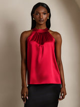 [Vin] SilkSilky-NO Sleeveless Halterneck T-skjorte for Kvinner 005