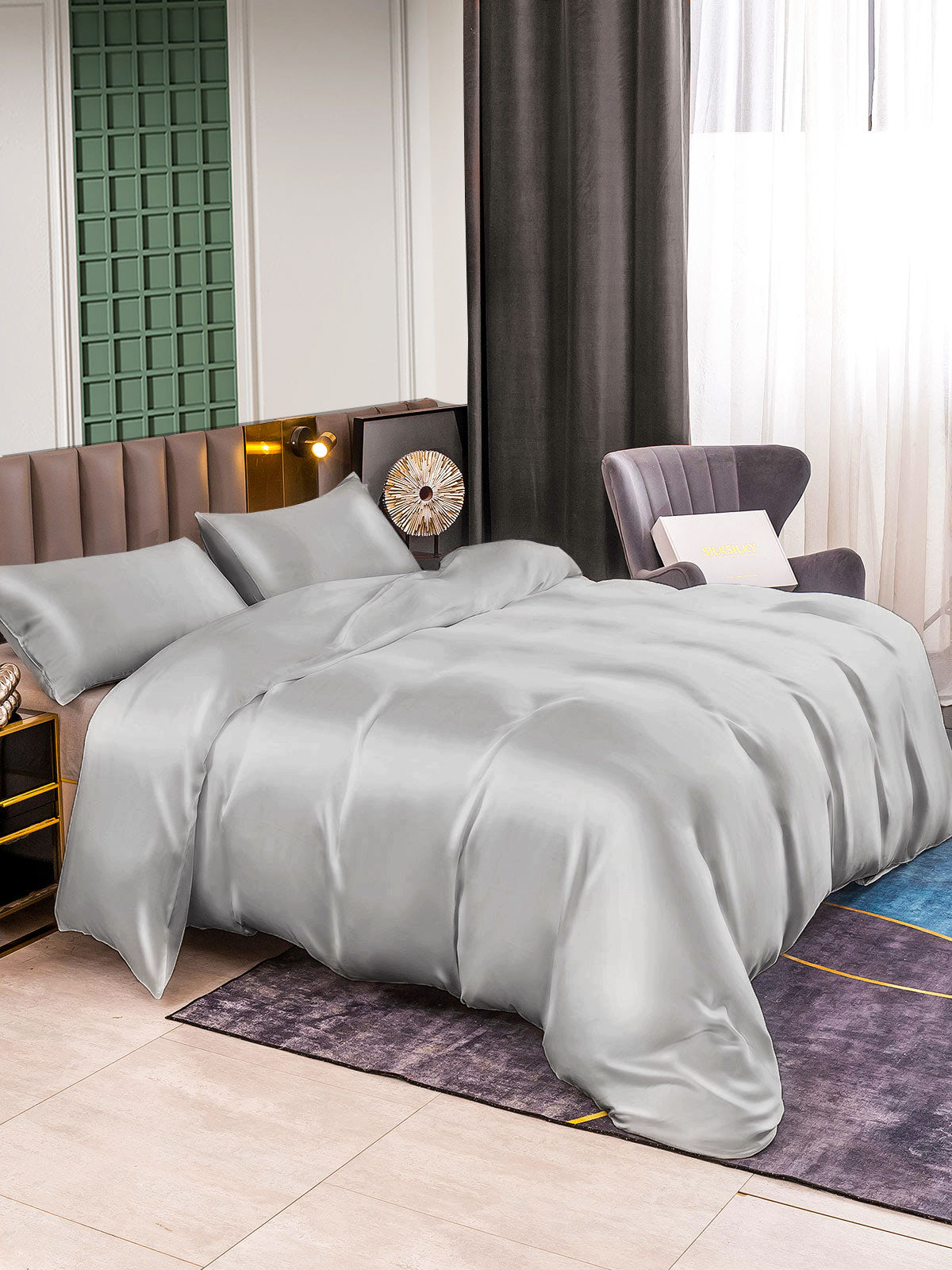 [Sølv] SilkSilky-NO 25Momme Bedding Set 004