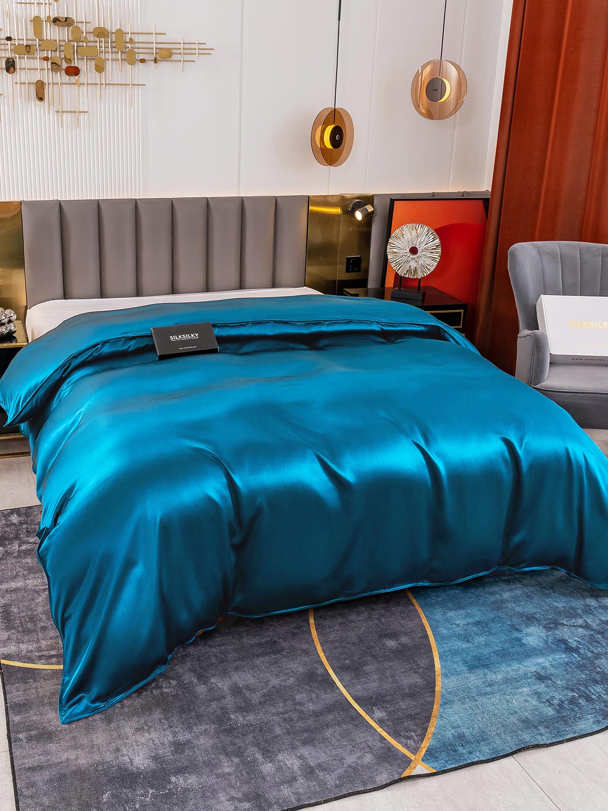 [Blågrønn] SilkSilky-NO 19Momme Duvet Cover 003