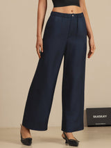 [Mørke blå] SilkSilky-NO 18Momme Womens Pants 003