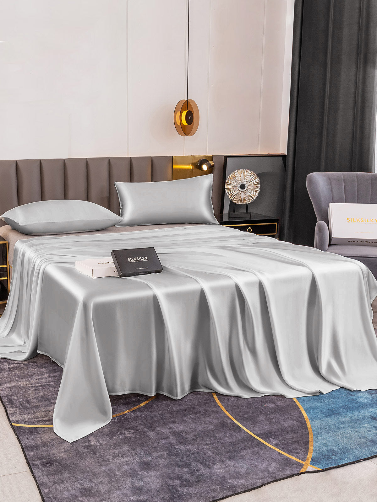 [Sølv] SilkSilky-NO 19Momme Bedding Set 003