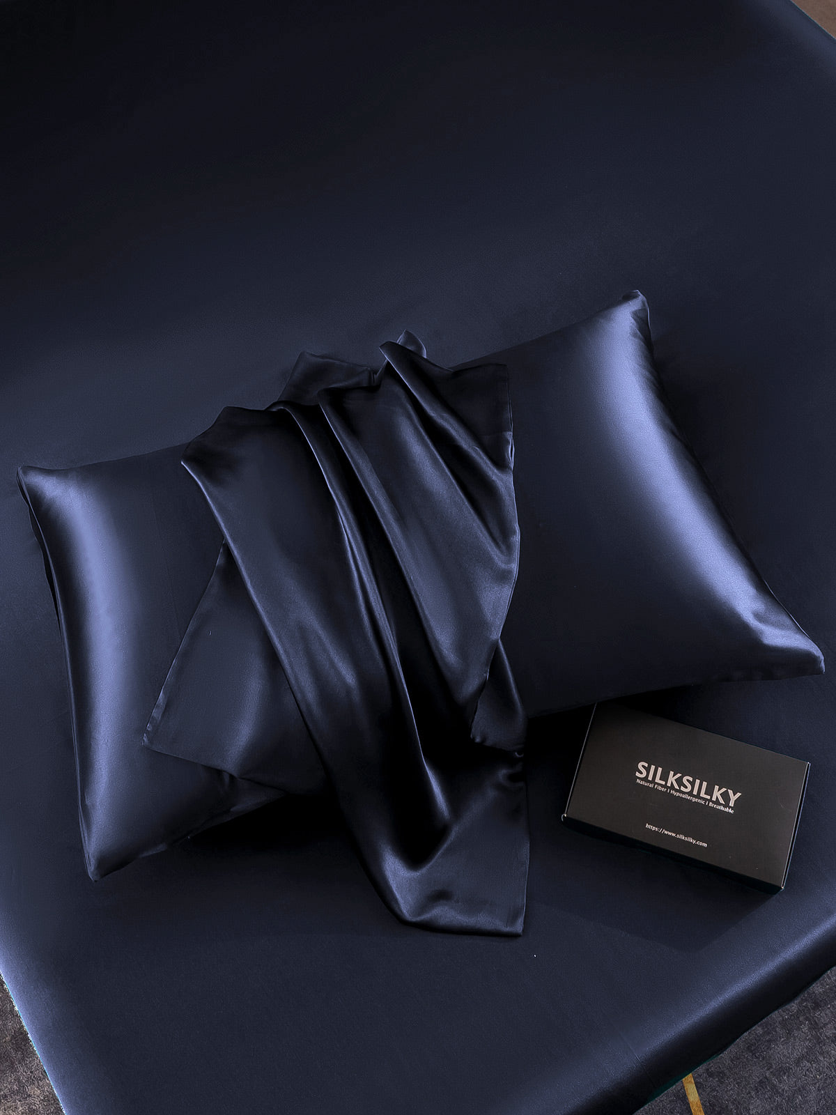 [Mørke blå] SilkSilky-NO 19Momme Pillowcase 005