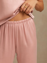 [Ferskenhud] SilkSilky-NO 19Momme Ermeløs Dyp Rund Halsutringning Pyjamas for Kvinner 005