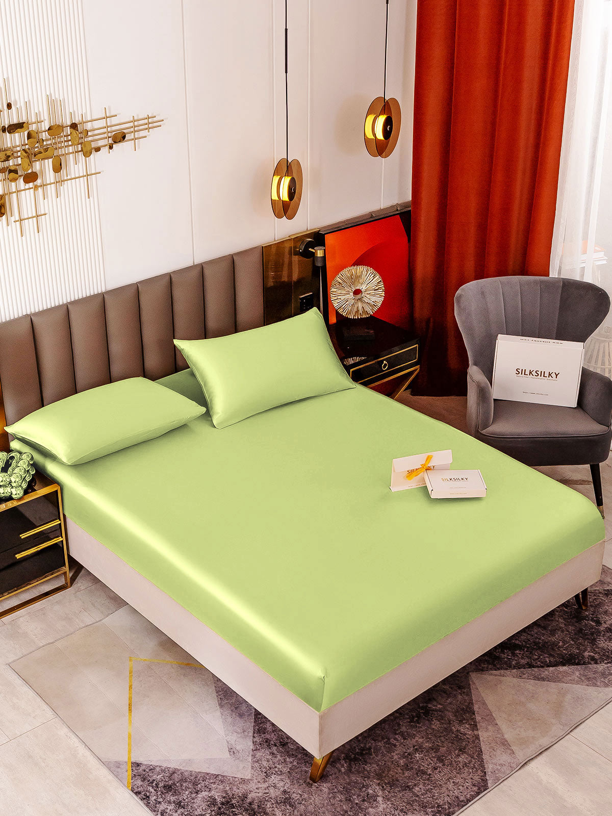 [Mintgrønn] SilkSilky-NO 19Momme Bedding Set 001