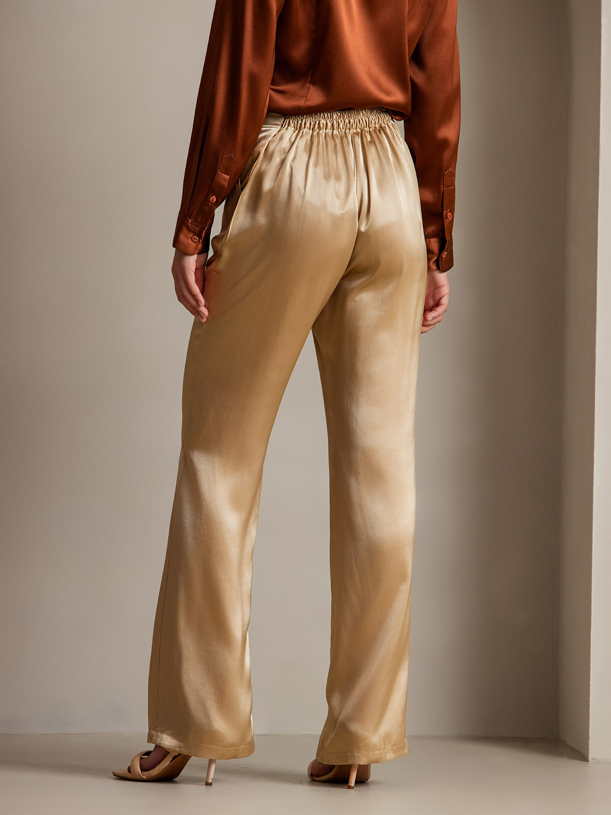 [Champagne] SilkSilky-NO 19Momme Silke Womens Pants 002