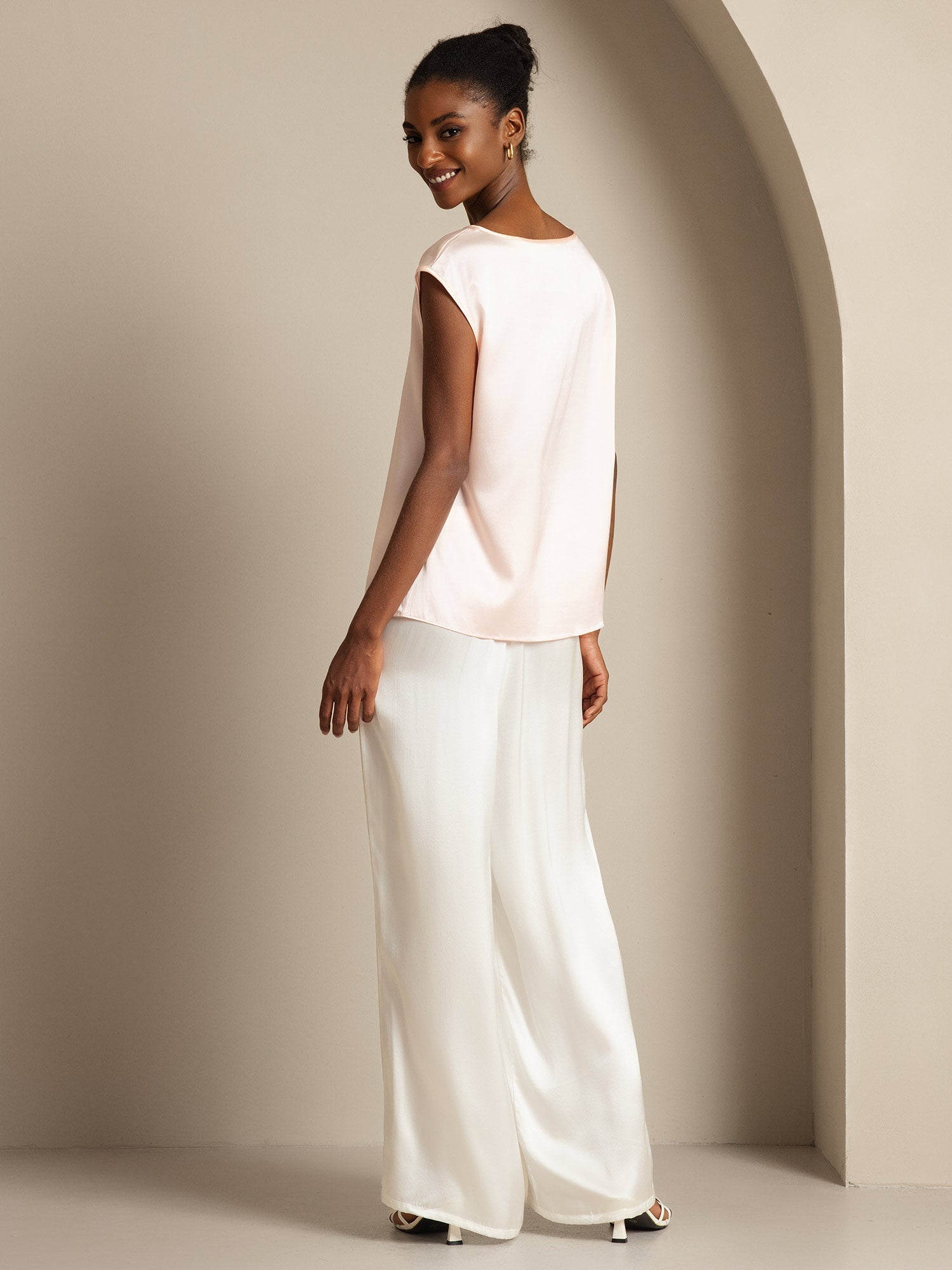 [Rosa] SilkSilky-NO 19Momme Silke Womens T-Shirt 002,