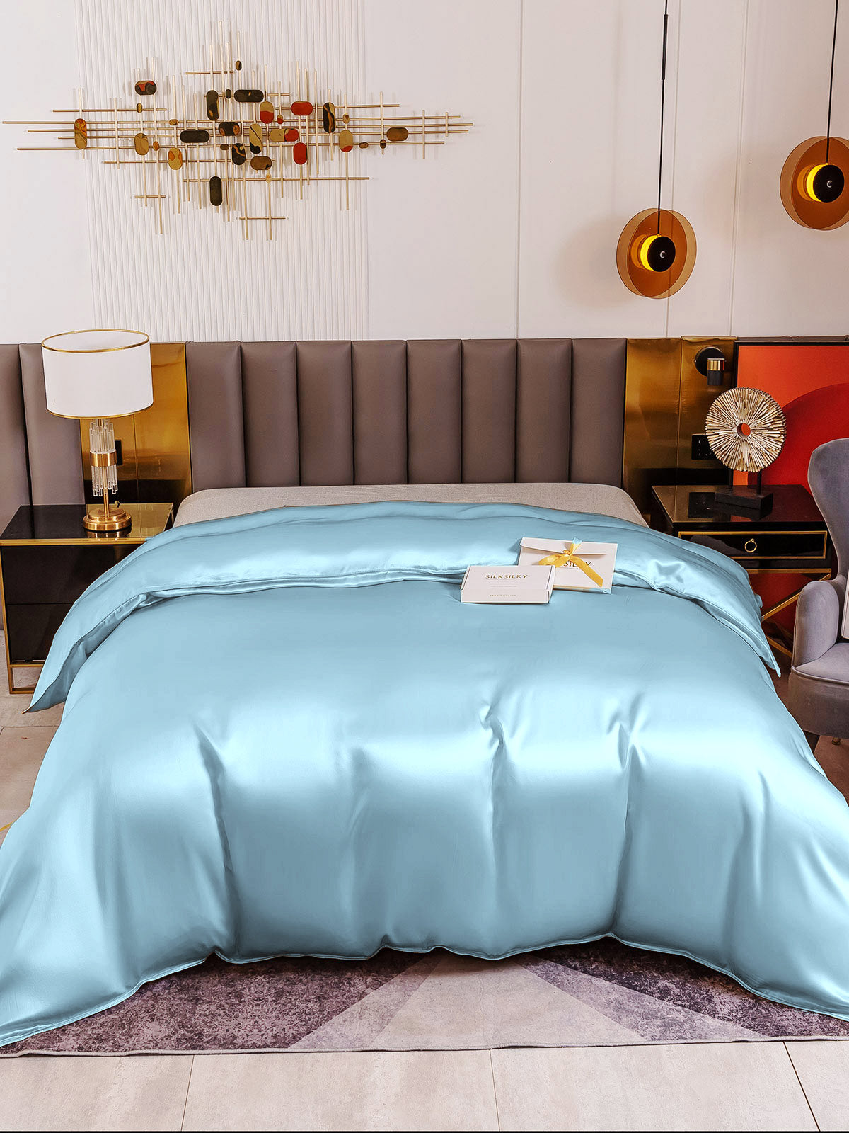 [Lyse Blå] SilkSilky-NO 19Momme Duvet Cover 003
