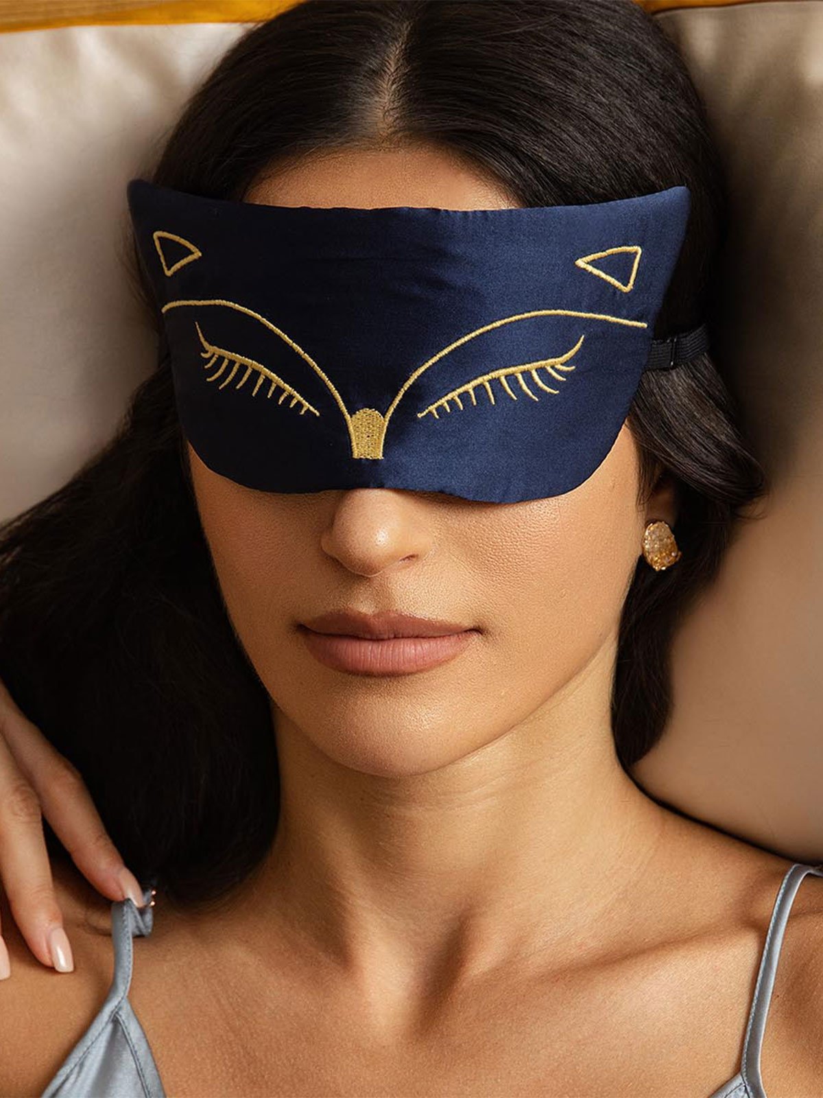 [Mørkeblå] SilkSilky-NO Silke Eye Mask 003