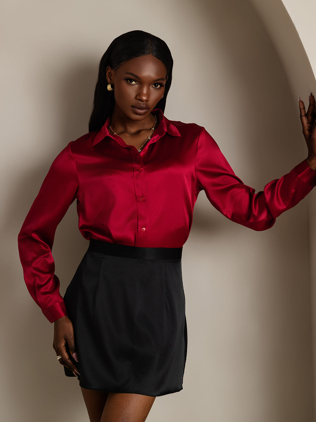 SilkSilky-NO 19Momme Silke Womens Shirt Vin 009