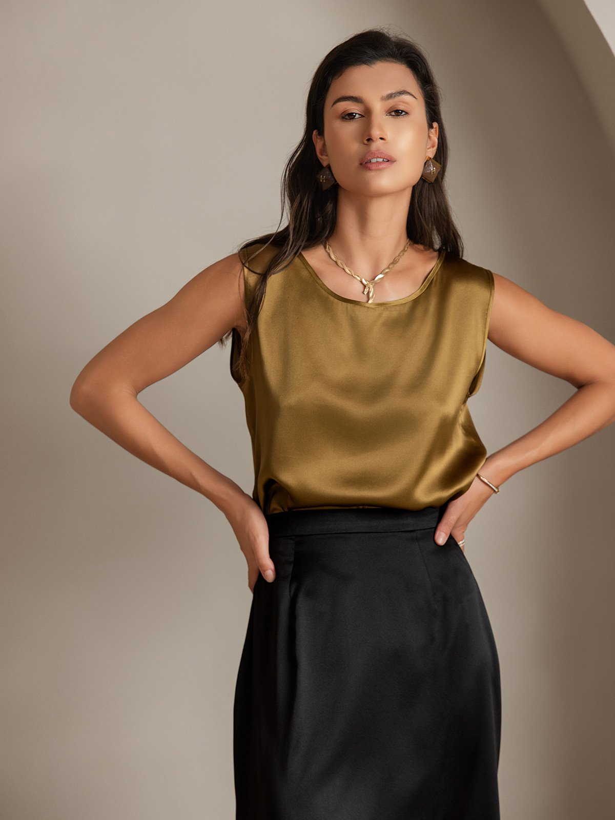 [Brun] SilkSilky-NO 19Momme Silke Camisoles 004