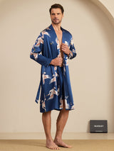 [Mørke blå] SilkSilky-NO 19Momme Long Sleeve Mens Pajamas 004