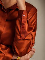 [Karamell] SilkSilky-NO 19Momme Langermet Slagkrage Skjorte for Kvinner 007