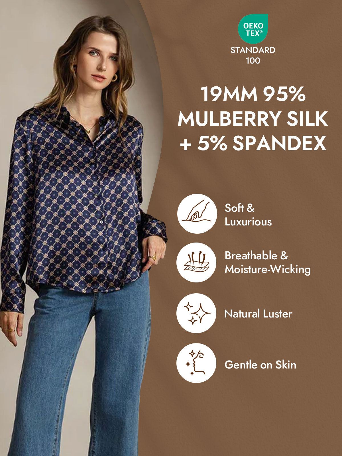 [Marine Kjede] SilkSilky-NO Silke Womens Shirt 004